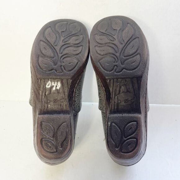 Børn Concept BOC Gray Pebble Shimmer Comfort Slip-On Clogs Sz 9.5 Woodgrain Heel - Picture 7 of 8